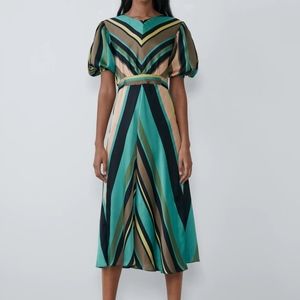 Zara Multicolored Striped Midi Dress